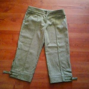 bebe, wool/polyester, green, gaucho pants